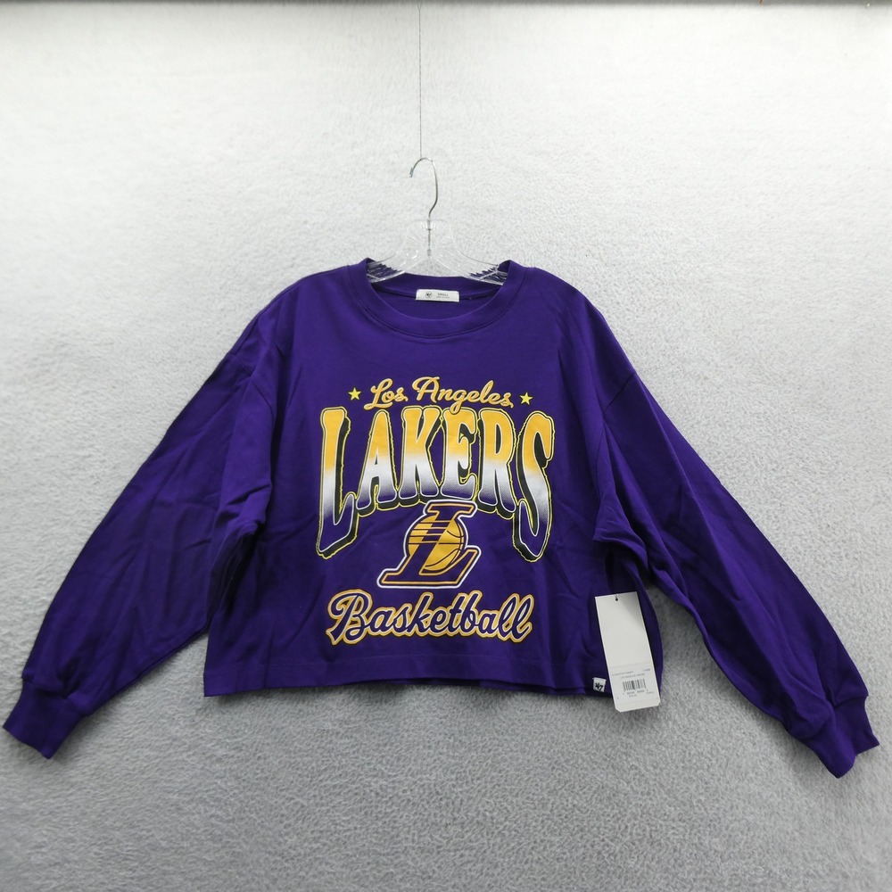 47 Brand Shirt Womens Small Los Angeles Lakers Purple Long Sleeve Cotton NBA